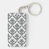 Damask Pattern, French Damask, Black and White Sleutelhanger (achterkant)