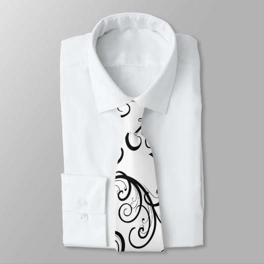 Damask Pattern, French Damask, Black and White Stropdas (Gebonden)