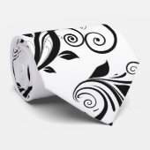 Damask Pattern, French Damask, Black and White Stropdas (Opgerold)