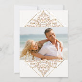 Damask Pattern Gold Dot Lace Save the Date Photo (Achterkant)