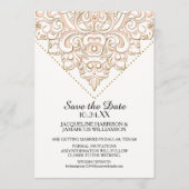 Damask Pattern Gold Dot Lace Save the Date Photo (Voorkant)