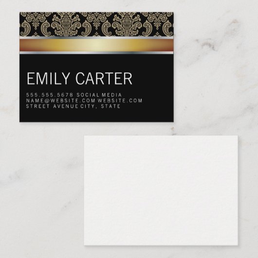 Damask Pattern Gold Executive Visitekaartje (Voorkant / Achterkant)