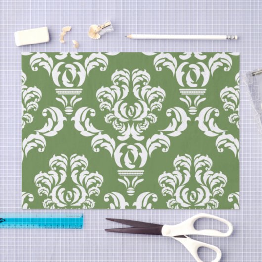 Damask Pattern, Green Damask, French Damask Tissuepapier (Craft)