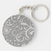Damask Pattern, Grey Damask, Birthday Party Sleutelhanger (Achterkant)