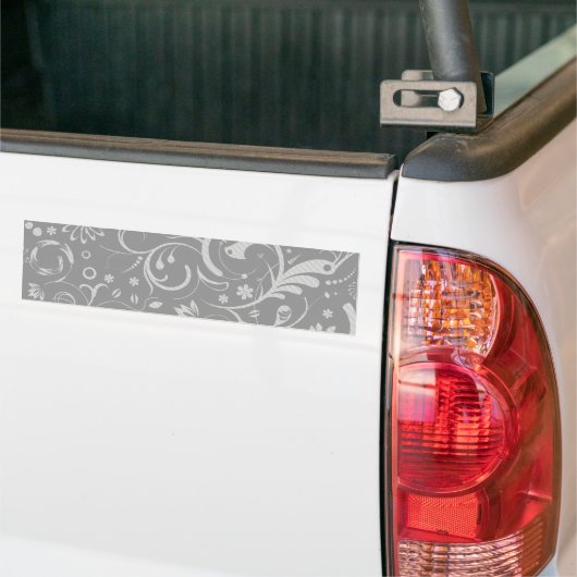 Damask Pattern, Grey Damask, French Damask Bumpersticker (Op Truck)