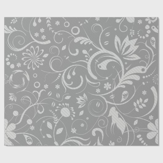 Damask Pattern, Grey Damask, French Damask Cadeaupapier (Vlak)