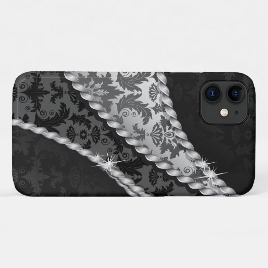 Damask Pattern, Grey Damask, French Damask Case-Mate iPhone Case (Achterkant (horizontaal))