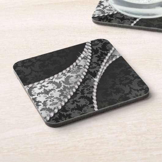 Damask Pattern, Grey Damask, French Damask Drankjes Onderzetter (Linkerzijde)