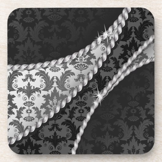 Damask Pattern, Grey Damask, French Damask Drankjes Onderzetter (Voorkant)