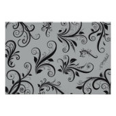 Damask Pattern, Grey Damask, French Damask Foto Afdruk (Voorkant)