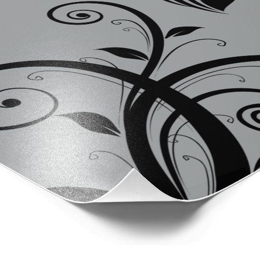 Damask Pattern, Grey Damask, French Damask Foto Afdruk (Hoek)