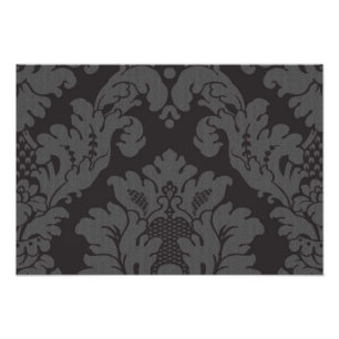 Damask Pattern, Grey Damask, French Damask Foto Afdruk