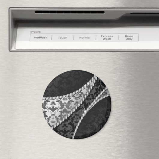 Damask Pattern, Grey Damask, French Damask Magneet (Insitu (Vaatwasser))