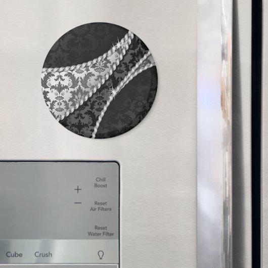 Damask Pattern, Grey Damask, French Damask Magneet (Insitu (Koelkast))