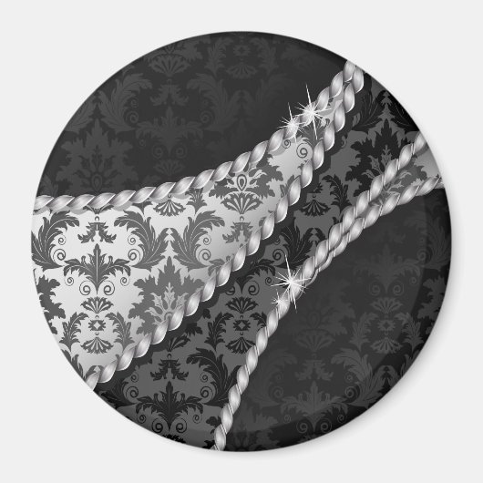 Damask Pattern, Grey Damask, French Damask Magneet (Voorkant)