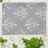 Damask Pattern, Grey Damask, French Damask Theedoek (Gevouwen)