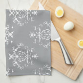 Damask Pattern, Grey Damask, French Damask Theedoek (Quarter Fold)