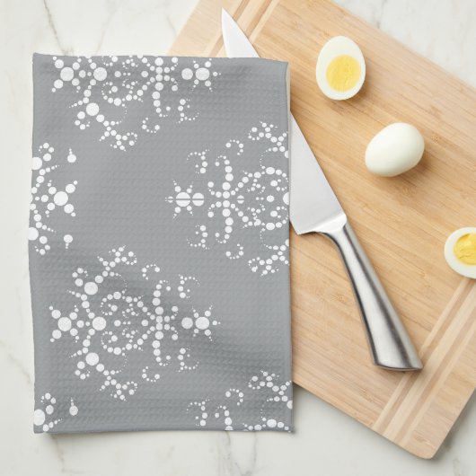 Damask Pattern, Grey Damask, French Damask Theedoek (Quarter Fold)