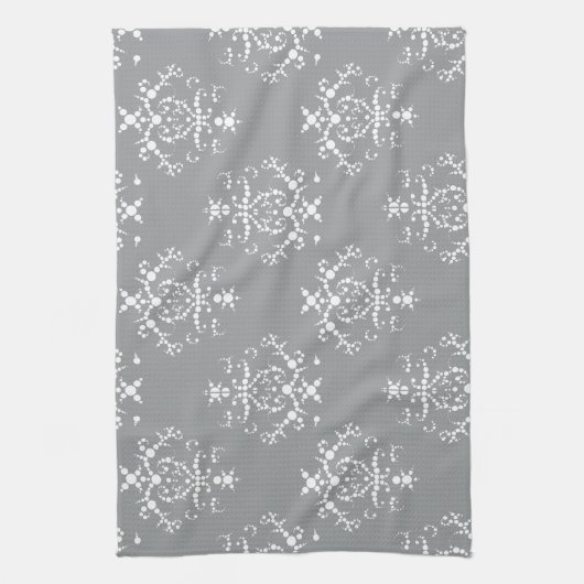 Damask Pattern, Grey Damask, French Damask Theedoek (Verticaal)