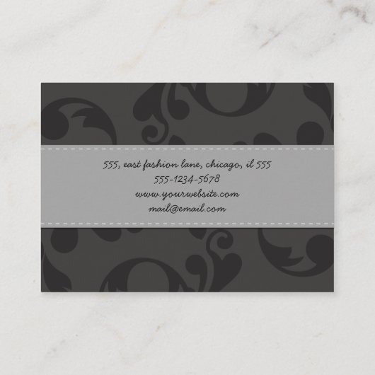 Damask Pattern, Grey Damask, French Damask Visitekaartje (Achterkant)