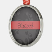 Damask Pattern, Grey Damask, Jouw naam Metalen Ornament (Links)