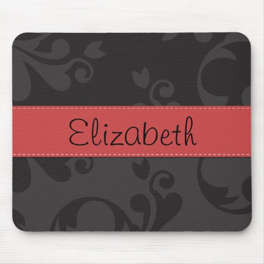 Damask Pattern, Grey Damask, Jouw naam Muismat (Voorkant)