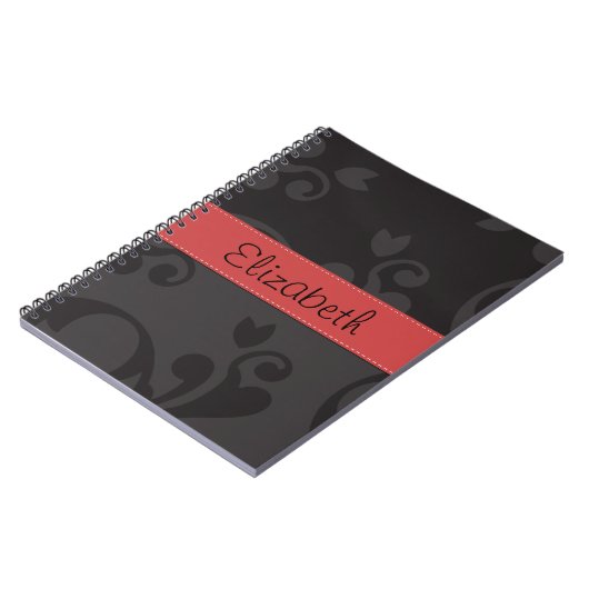 Damask Pattern, Grey Damask, Jouw naam Notitieboek (Linkerzijde)