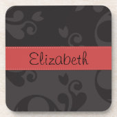 Damask Pattern, Grey Damask, Jouw naam Onderzetter (Voorkant)