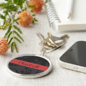 Damask Pattern, Grey Damask, Jouw naam Sleutelhanger (Zijkant)