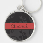 Damask Pattern, Grey Damask, Jouw naam Sleutelhanger (Voorkant)