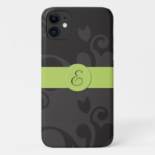 Damask Pattern, Grey Damask, Monogram Case-Mate iPhone Case