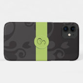 Damask Pattern, Grey Damask, Monogram Case-Mate iPhone Case (Achterkant (horizontaal))