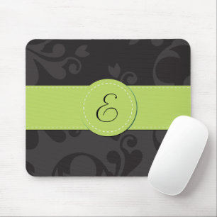 Damask Pattern, Grey Damask, Monogram Muismat