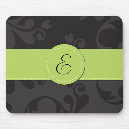 Damask Pattern, Grey Damask, Monogram Muismat (Voorkant)