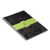 Damask Pattern, Grey Damask, Monogram Notitieboek (Rechterzijde)