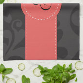 Damask Pattern, Grey Damask, Monogram Theedoek (Gevouwen)