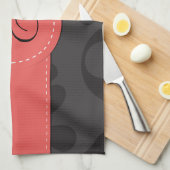 Damask Pattern, Grey Damask, Monogram Theedoek (Quarter Fold)