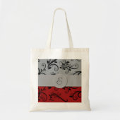 Damask Pattern, Grey Damask, Red Damask, Monogram Tote Bag (Voorkant)
