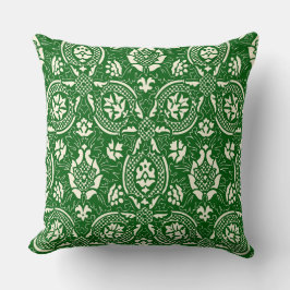 Damask Pattern - Groen Elegant Stof Kussen