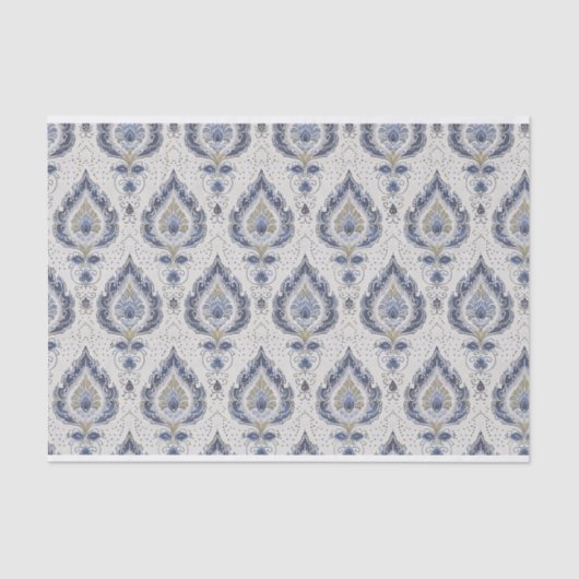  Damask Pattern in de kleuren van blauw Tissuepapier (Voorkant)