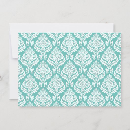 Damask Pattern Mint Greeen Personalized Flat Notitiekaartje (Achterkant)