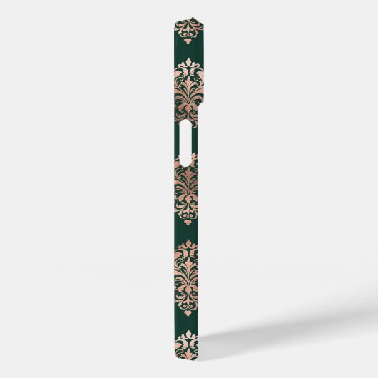 Damask Pattern Monogram Roos Gold Emerald Green Case-Mate iPhone Case (Achterkant / Rechts)