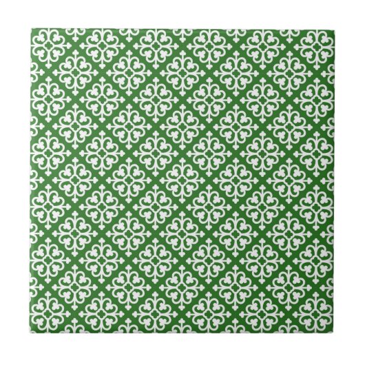Damask Pattern op Green Tegeltje (Voorkant)