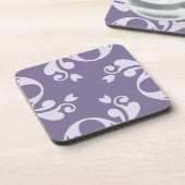 Damask Pattern, Paarse Damask, French Damask Bier Onderzetter (Linkerzijde)