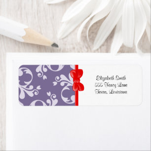 Damask Pattern, Paarse Damask, French Damask Etiket