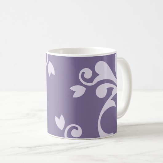 Damask Pattern, Paarse Damask, French Damask Koffiemok (Voorkant rechts)