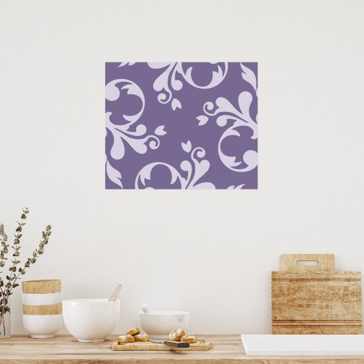 Damask Pattern, Paarse Damask, French Damask Poster (Keuken)