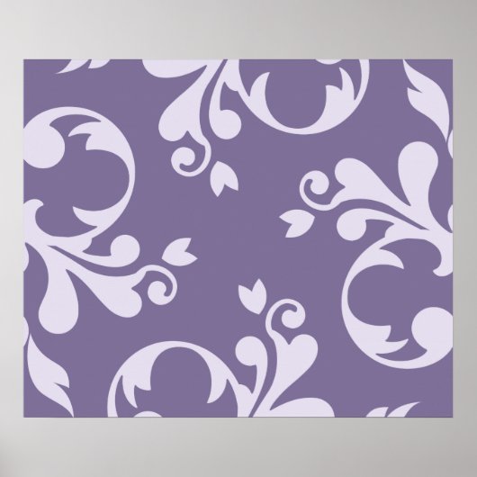 Damask Pattern, Paarse Damask, French Damask Poster (Voorkant)