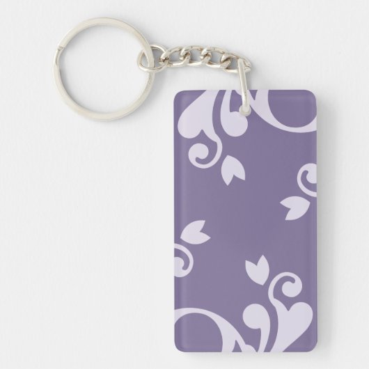 Damask Pattern, Paarse Damask, French Damask Sleutelhanger (Voorkant)