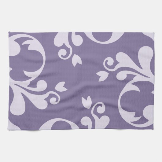 Damask Pattern, Paarse Damask, French Damask Theedoek (Horizontaal)